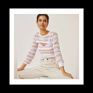 Anthropologie Multicolor Striped Cutout Sweater